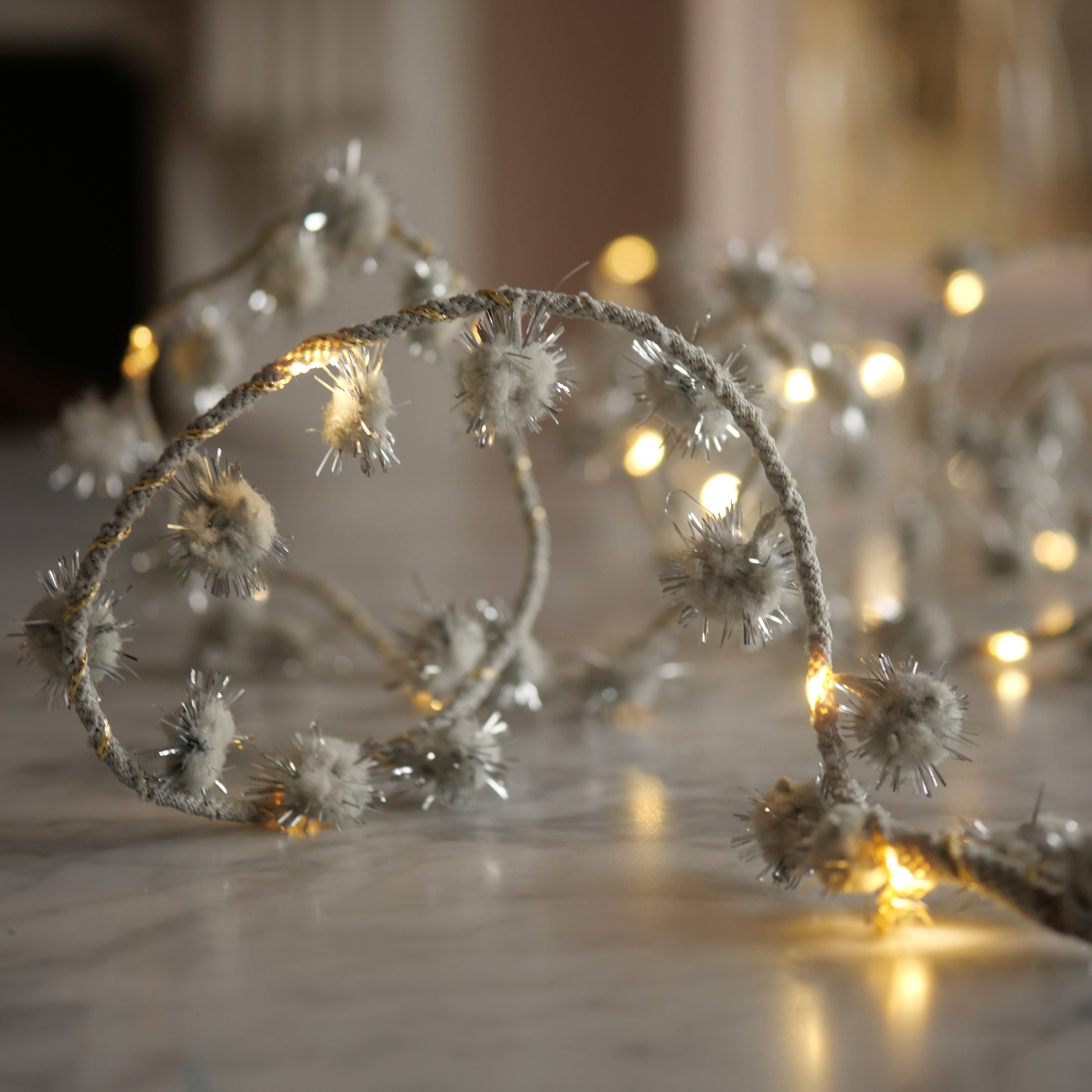 Melanie Porter - Wholesale String Lights - Tinsel Pom Pom Fairy Light String - Christmas Decoration7
