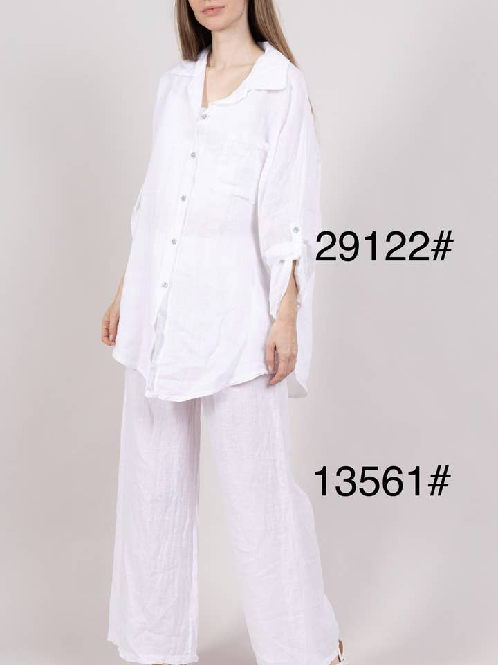 Linned skjorte og bukser sæt 29122+13561 for engroshandel hos LINEN & COTTON HOUSE