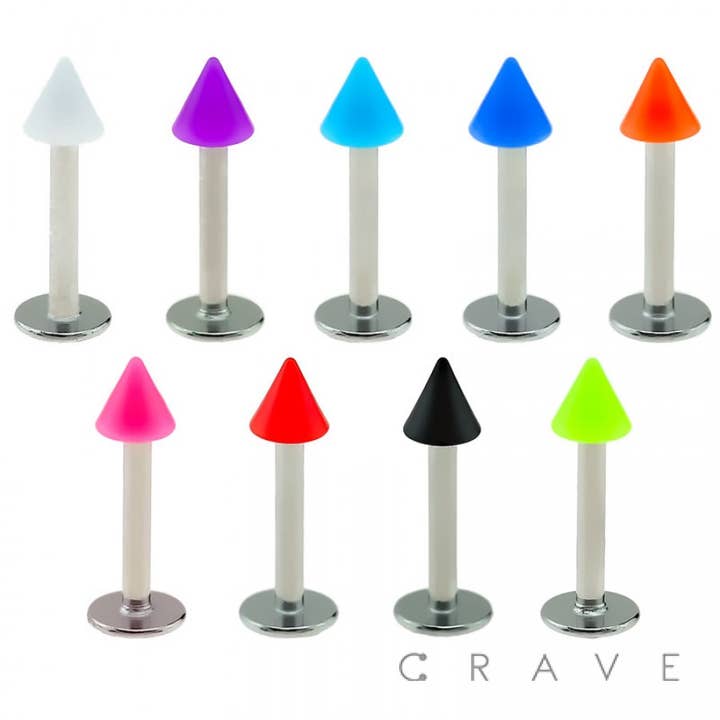 CRAVE - Wholesale Lip Ring - 316L SS LABRET/MONROE WITH SOLID COLOR ACRYLIC SPIKE8