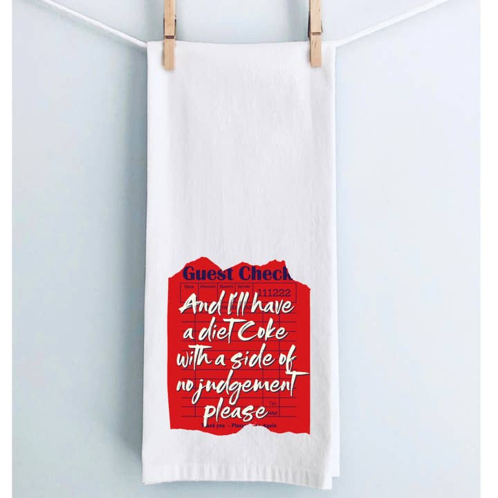 Diet soda please - Guest Ticket bar and kitchen towel LG for wholesale by Pretty Clever Words
