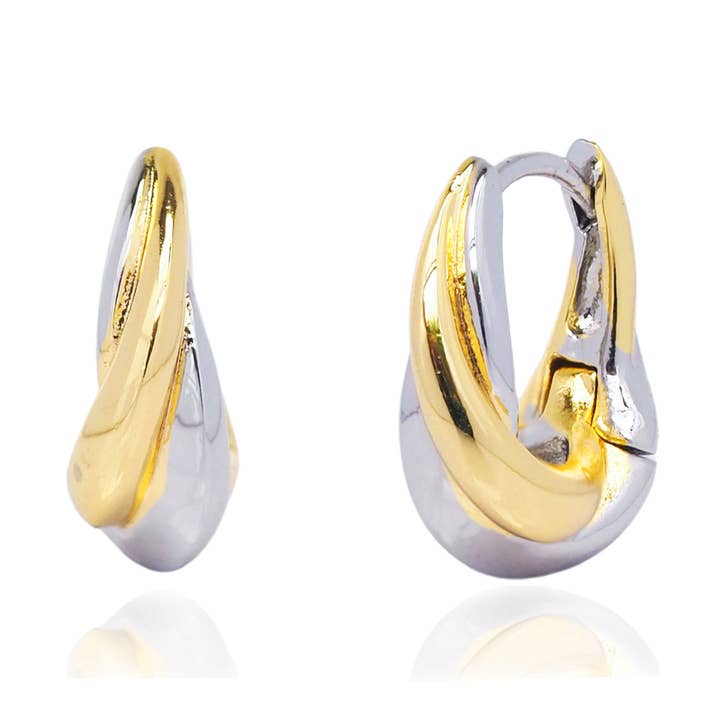 Pequenos Brincos de Argola com Pendente Bicolor por atacado de Tai Jewelry