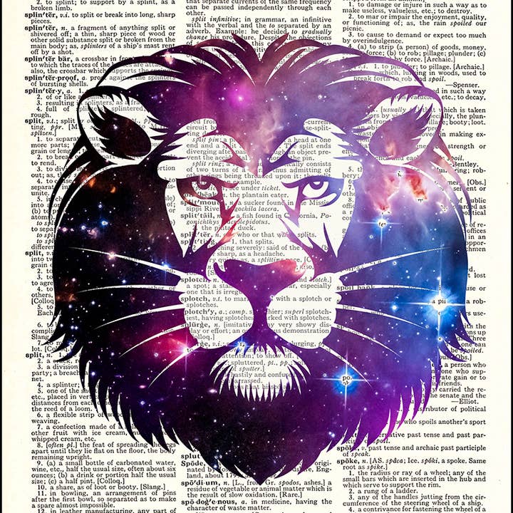 Cosmic Lion Dictionary Print for wholesale by Fresh Prints of CT