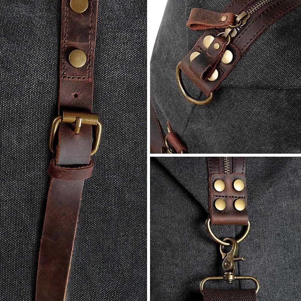 Tuzech Leather – Saco de viagem - Unissexo por atacado – Saco de Viagem TUZECH Oversized em Tela e Pele Genuína Duffel de Ombro para Fim de Semana e Noite4