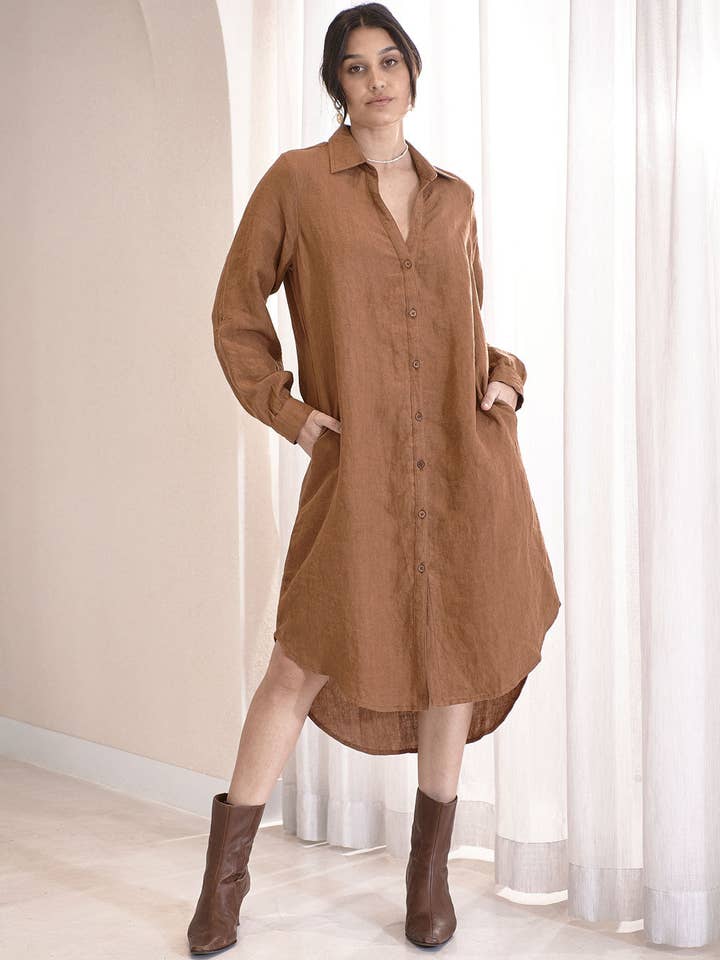 Muskot Grundläggande linneskjortklänning - Muskot för wholesale på Faire4