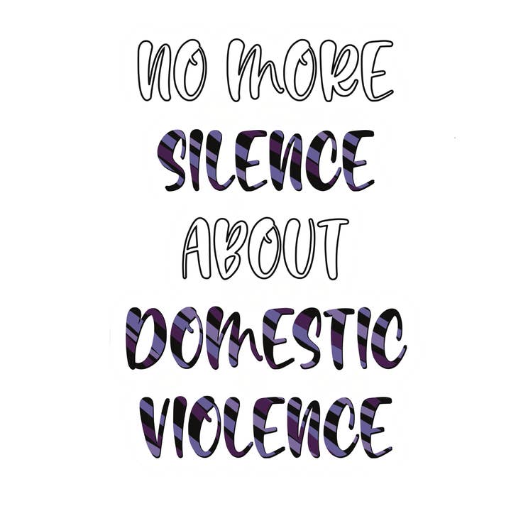 Holographic Domestic Violence Awareness Sticker for wholesale by Misty Anthony Designs