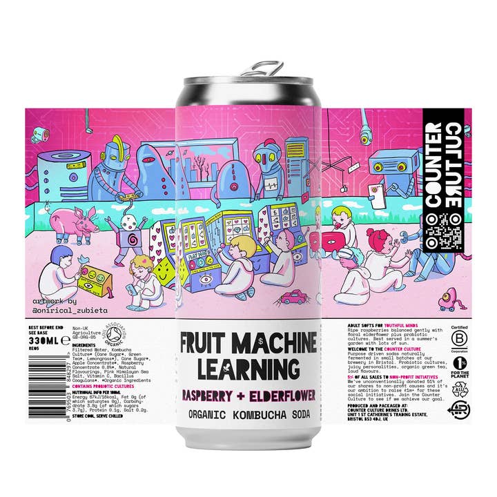 Counter Culture - Raspberry + Elderflower Organic Kombucha Soda 330ml for wholesale by Counter Culture Drinks
