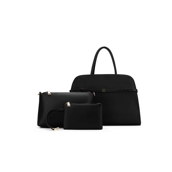 Jodee Black 3 Piece Handbag Tote for wholesale by BLACK CAVIAR DESIGNS