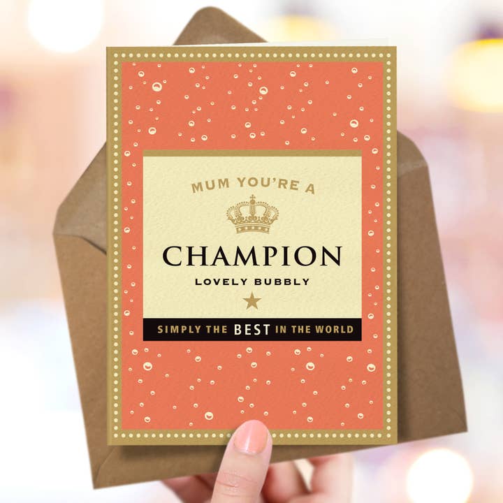 Carte OTS355 pour maman 'Lovely Bubbly Champion' pour la vente par The Typecast Gallery