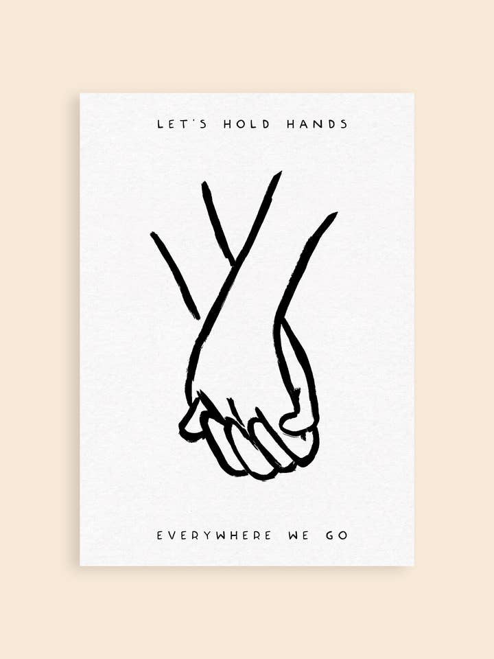 Lad os holde hænder overalt, hvor vi går kunsttryk for engroshandel hos Hand and Palm