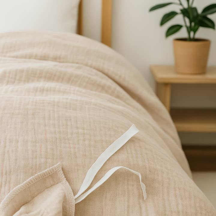 Q VITA - Wholesale Bedding Set - Muslin Cotton Duvet Cover Set (3PCS) - Beige2