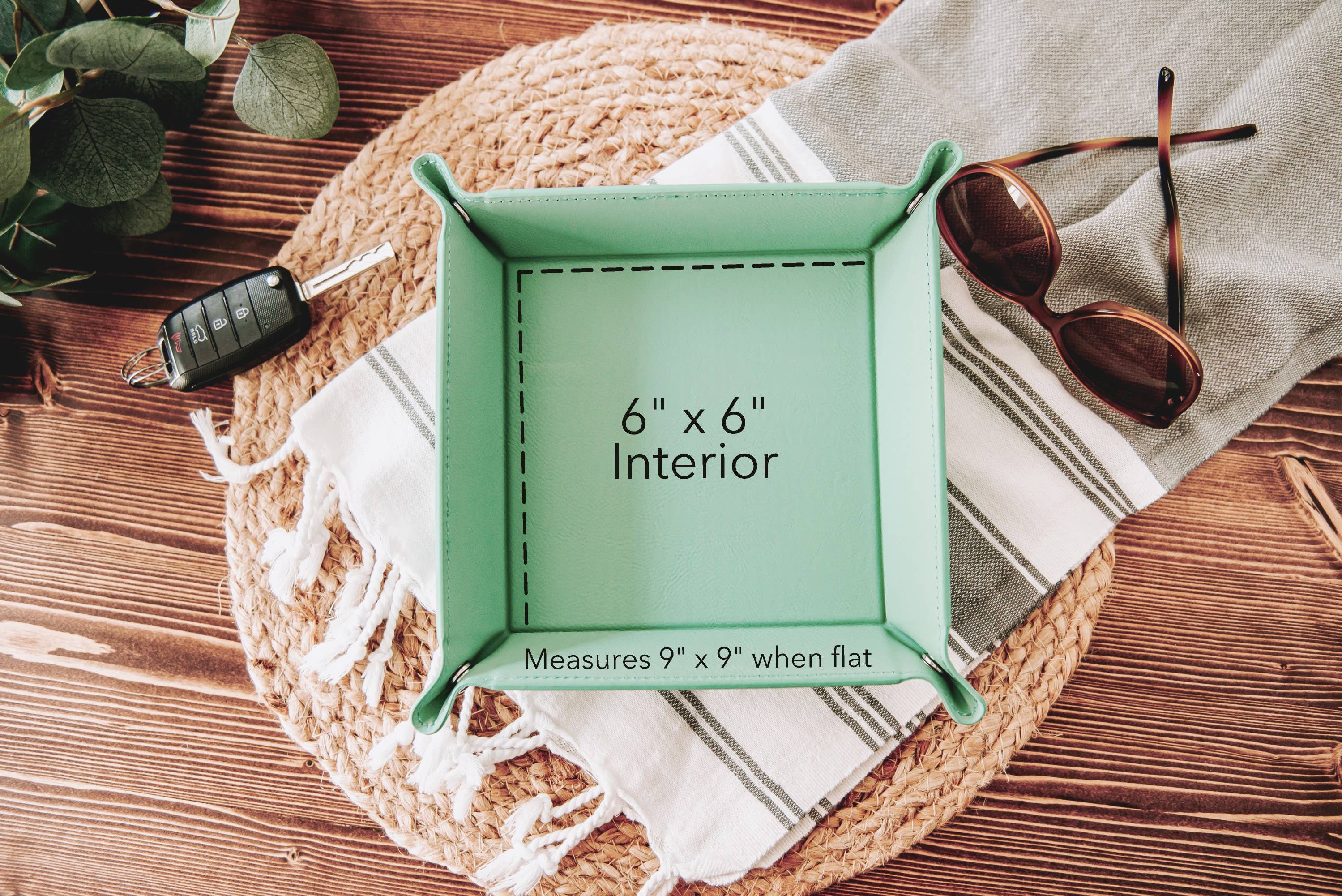 The Lillie Pad - Wholesale Decorative Tray - Custom Lake Map Engraved Leatherette Valet Tray4