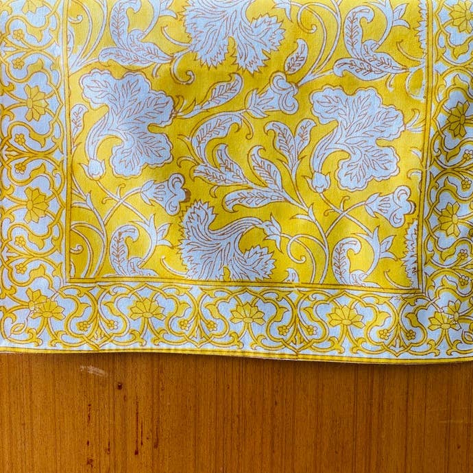 Fabricrush - Wholesale Table Runner - Saffron Yellow and Off White Indian Print Table Runners