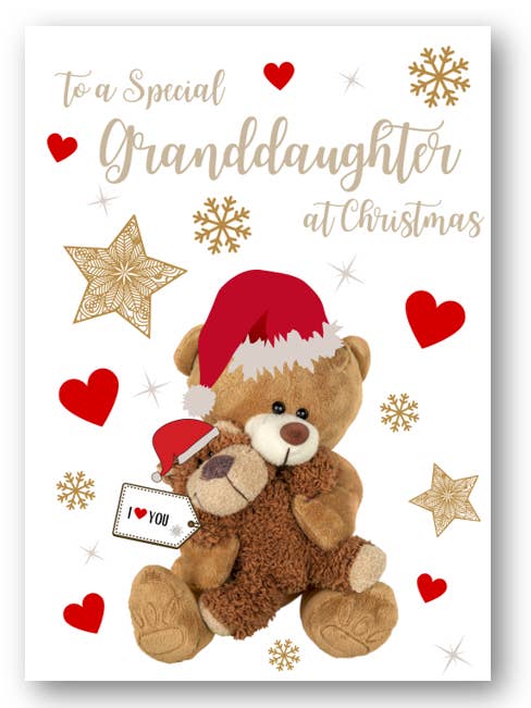 Second Ave Granddaughter Bear Heart Christmas Card for wholesale by Second Ave Gift Company