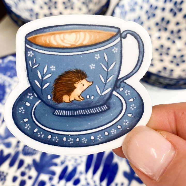 Hedgehog Latte sticker voor wholesale door Forest & Fauna Paper Co.