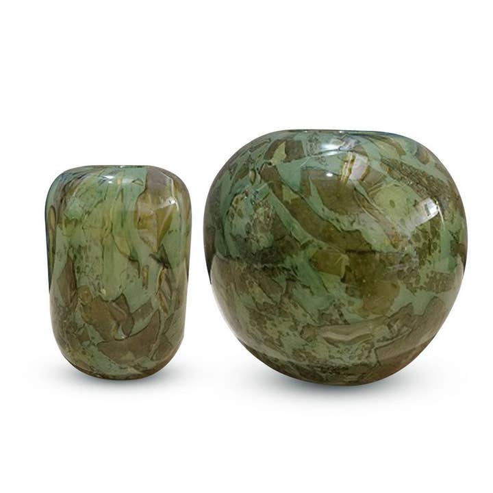 Set of 2 Vases-Handblown Glass-Oblong Shape-Eclectic-Modern Luxury-Home Decor-Housewarming-Hostess G for wholesale by Aria Home