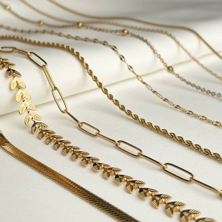 Blueyejewelry - Wholesale Link & Chain Necklace - Dainty Gold Necklaces - 18k Gold PVD Plated Chains0
