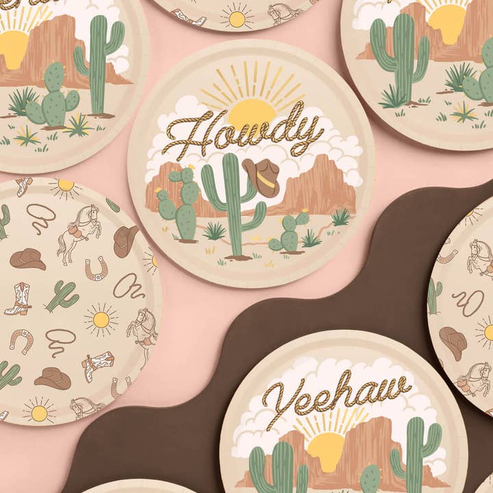 Petit Fetti - Wholesale Disposable Plate - Western Rodeo Birthday Party Plates, Decorations, 24 count