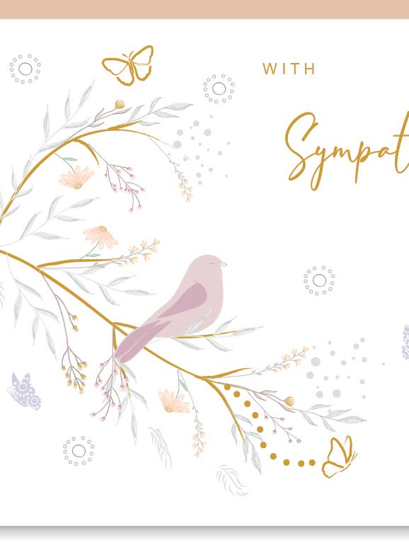 Sympathy Sad Bird on Floral Branch Print Wholesale Card for wholesale by SABIVO Design