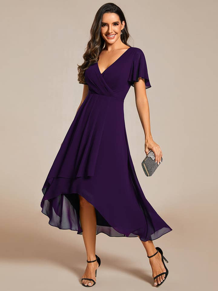 Ever-Pretty - Wholesale Dress – Women's - V-Neck Midi Chiffon Wedding Guest Dresses28
