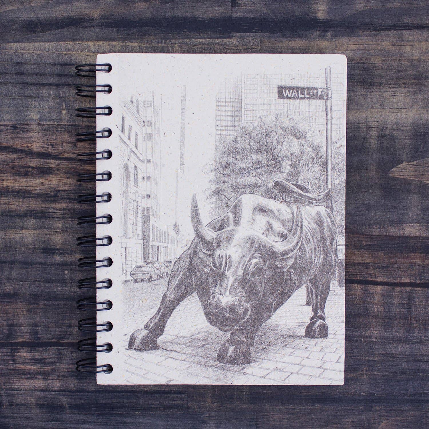 Mr. Ellie Pooh - Wholesale Notebook - Large Notebook Wall Street Bull Sketch0