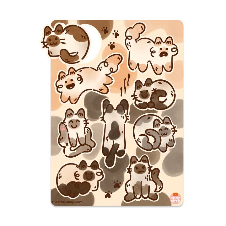 Siamese Cats Sticker Sheet for wholesale by The Stray Shop