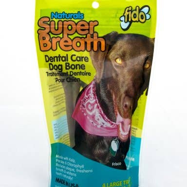 Fido, Inc. - Wholesale Pet Treats - Dog - Super Breath Bones - Superbreath Large- 4/Pack