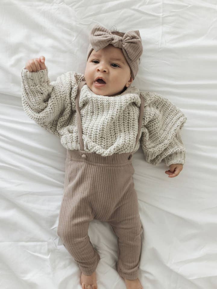 Mila & Co. - Wholesale Overalls - Baby - Ribbed Suspender | Mushroom