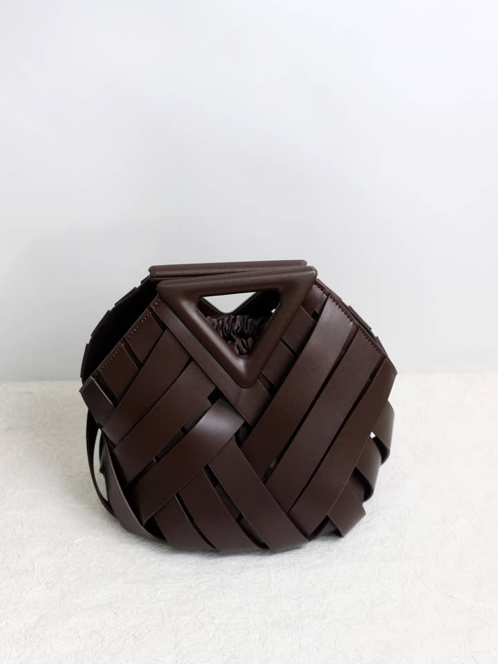 A2511GFLE19743 - Geometric Woven Triangle-Handle PU Leather for wholesale by ESLEY