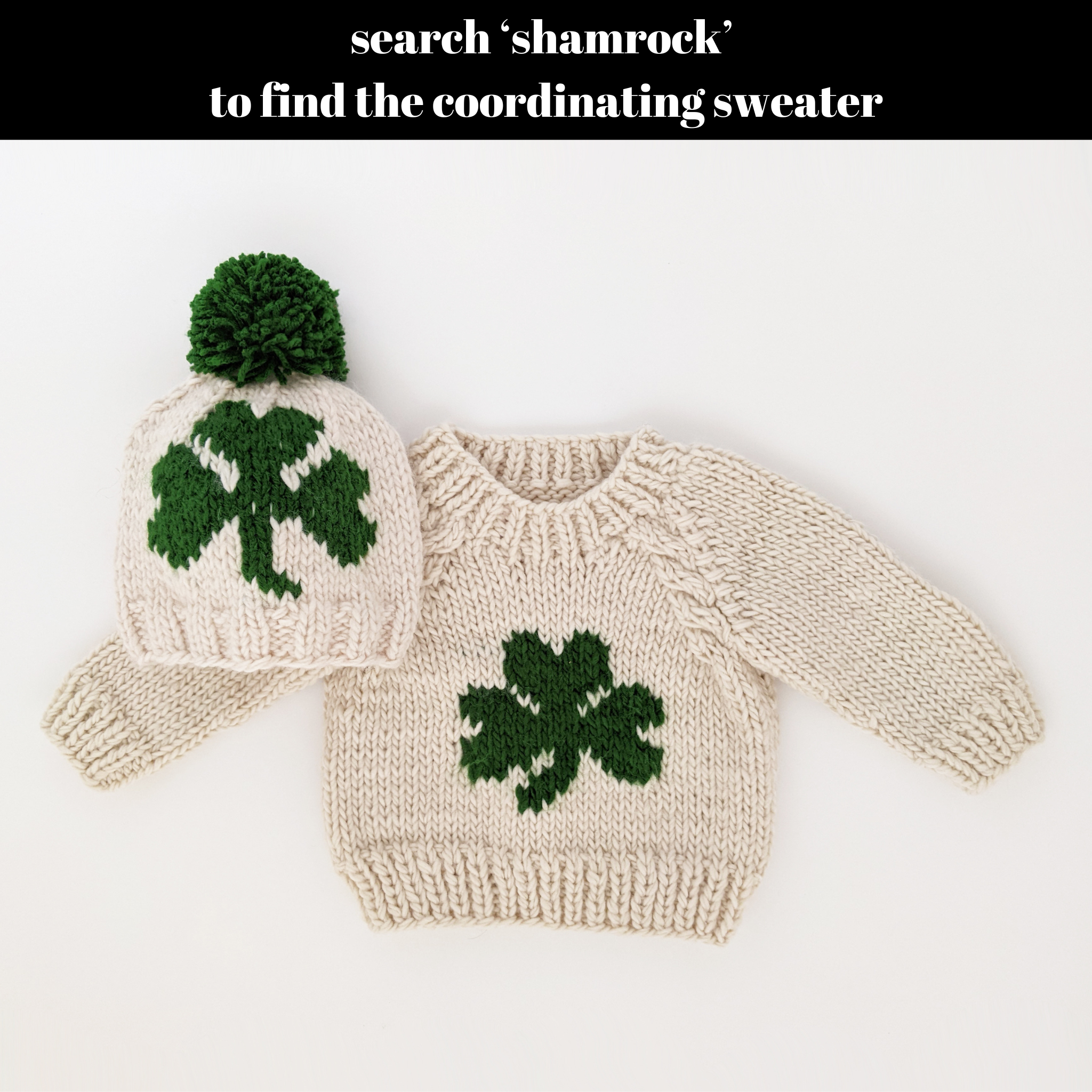 Huggalugs – wholesale Beanie – Kids – Shamrock St. Patrick's Day Hand Knit Beanie Hat Baby & Kids3