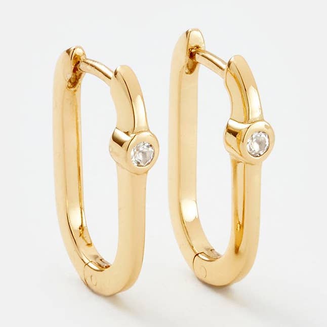 Omkeerbare Midi Gouden Hoepel met Witte Topaas voor wholesale door Sara Patino Jewelry