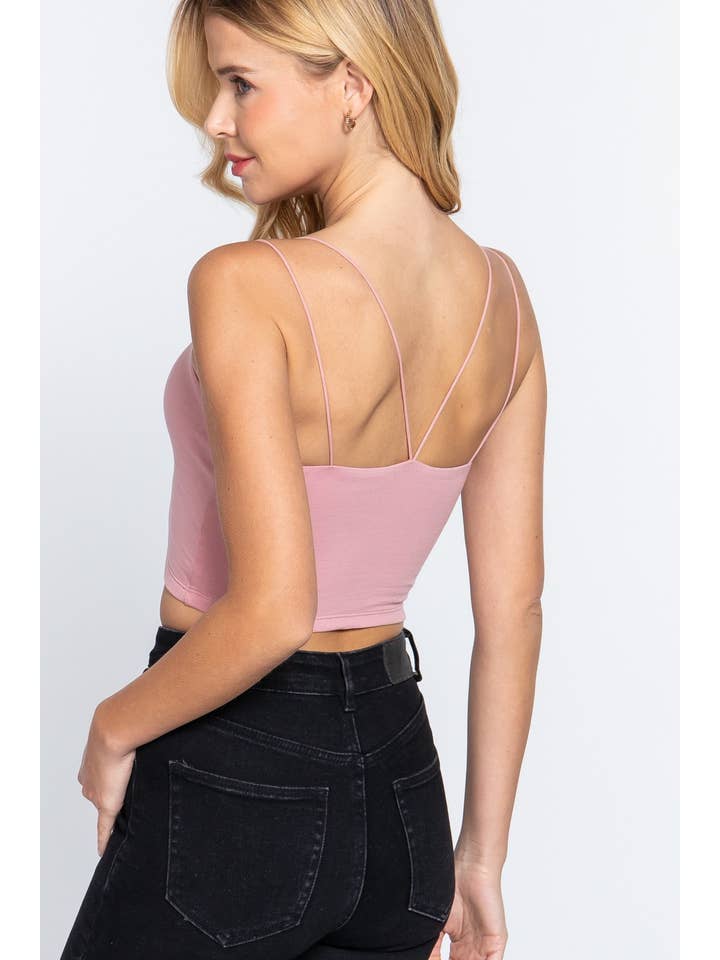Active Basic | Active USA - Wholesale Camisole - Women's - Elastic Strap Two Ply Knit Cami Crop Top