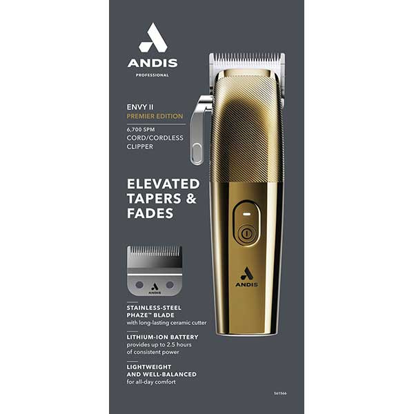 Andis Envy II Gold Clipper Edición Premier con/sin cable para venta al por mayor de Majestic Wholesale
