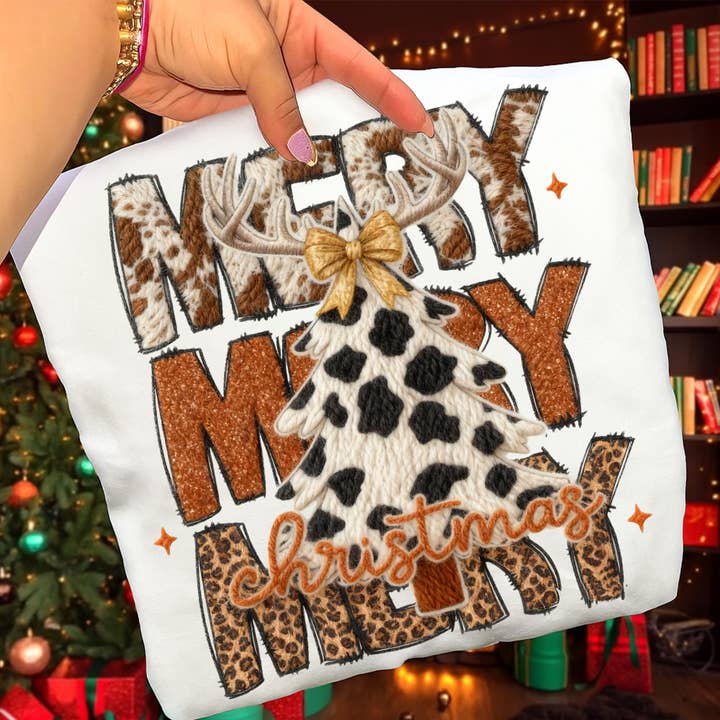 Maglia all'uncinetto con filato finto, maglione con albero di Natale per la vendita all'ingrosso da parte di DLT Ecommerce