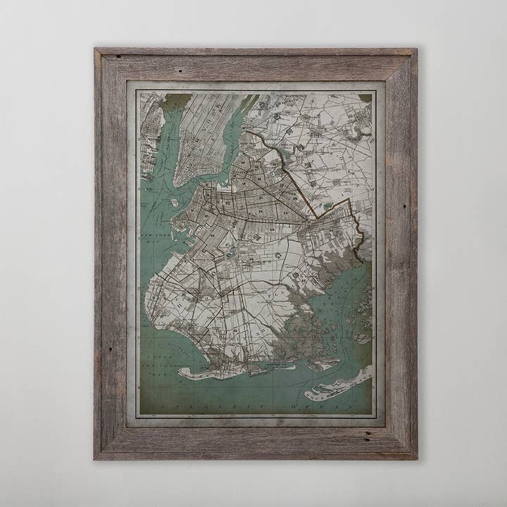 Brooklyn, New York Map Vintage Art Print 18" x 24" for wholesale by Archive Print Co.