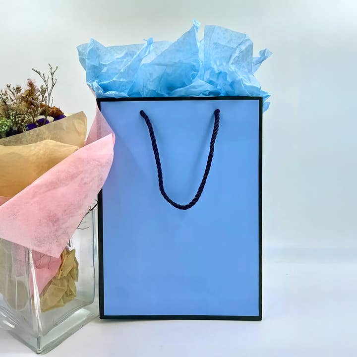 ByHome - Wholesale Gift Bag - Blue with Black Border Paper Gift Bag w/ free tissue6
