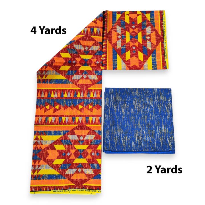 AfricanFabs - Wholesale Fabric - African print fabric - Two-Tone print Polycotton - 6 Yards Combination (4+2 Yards) PO-50281