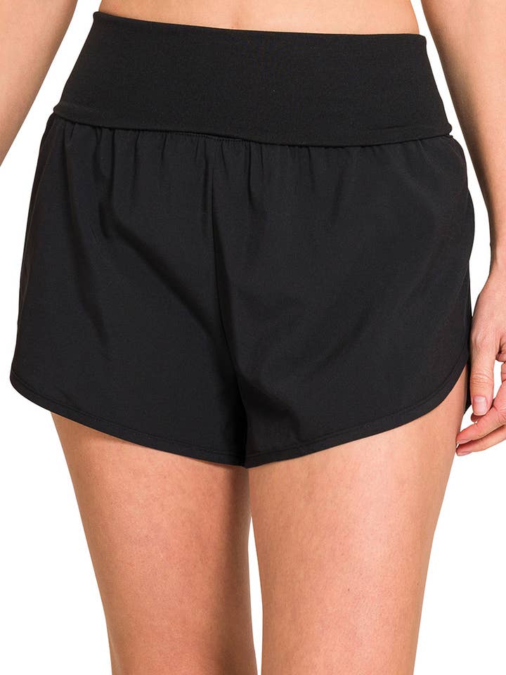 ....SI-24101 HIGH WAISTED BAND FOLD-OVER RUNNING SHORTS for wholesale by 42POPS