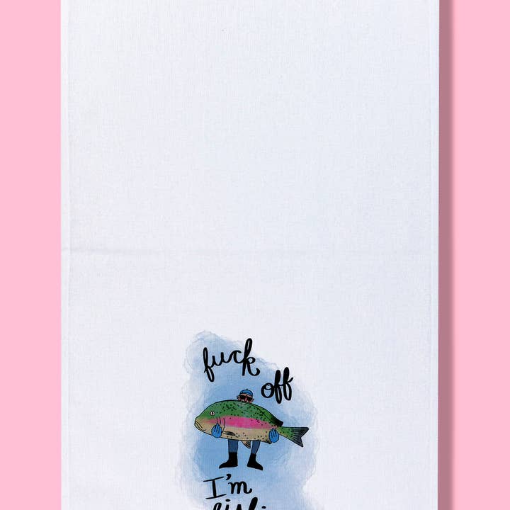 Bad Grandma Designs – wholesale Tea towel – Fuck Off I'm Fishing dishtowel kitchen towel | Father's Day