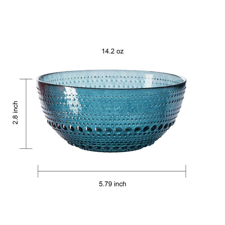 The Wine Savant / Khen Glassware - Wholesale Bowl - Glass Hobnail Colored Bowl | Set of 4 | Muted Colors 5.7"