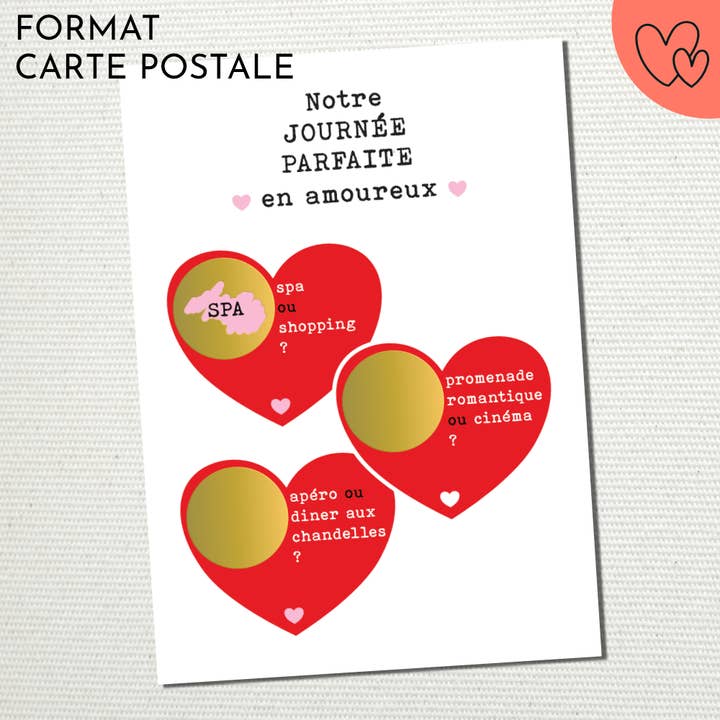 GRATTE MOI papeterie – Großhandel Valentinstag-Karten – A6 - Perfekter Tag zu zweit - Valentinstagskarte V2