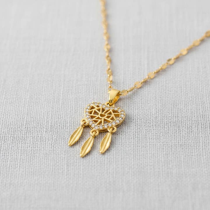 Feather Dreamcatcher Titanium Necklace for wholesale by scentll jewelry