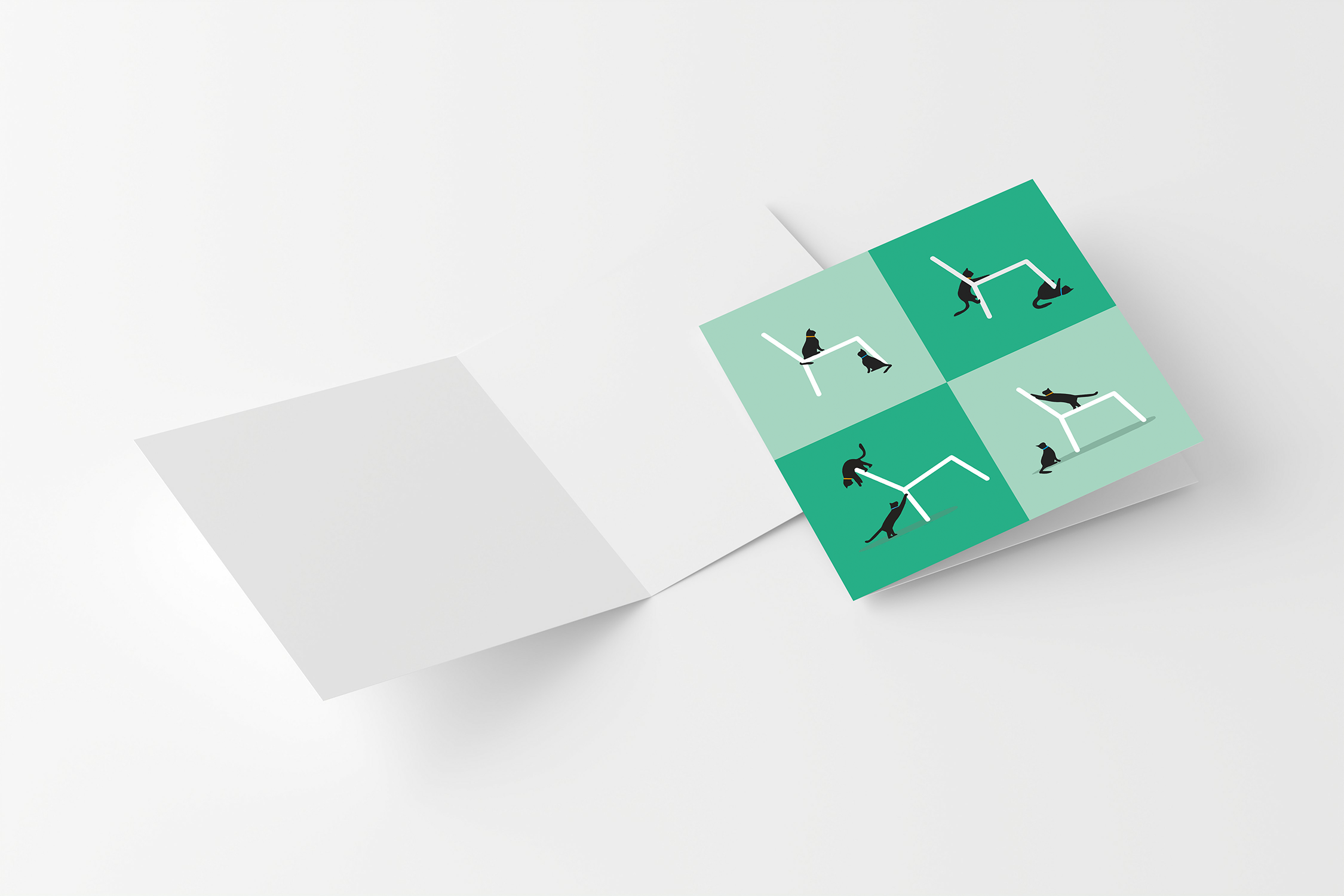 Laura Pomarius - Wholesale Everyday Greeting Card - Cats Playing on Chairs - Fun Greeting Card1