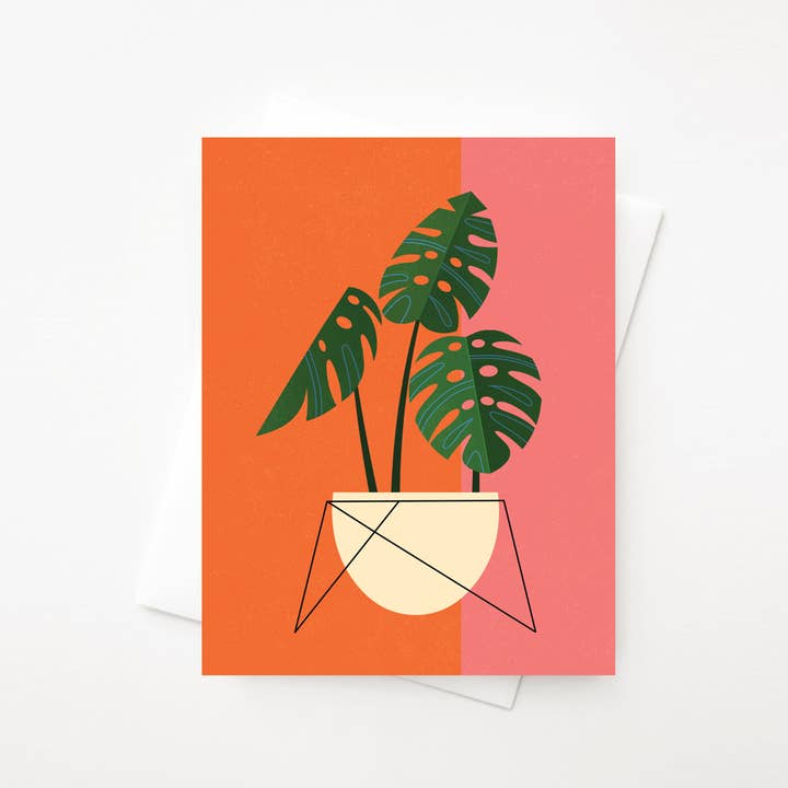 Monstera Card for wholesale by Amber Leaders Designs