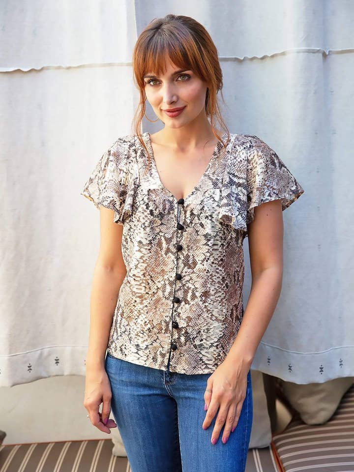 Willow Bedruckte Bluse mit Schlangenprint für den Großhandel von Eva Franco