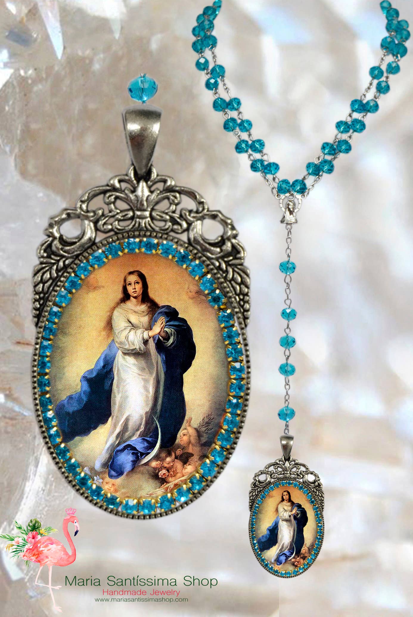 MariaSantissimaShop - Wholesale Pendant/Charm Necklace - Immaculate Conception Rosary of Mary Handmade Necklace Catholic Christian Religious Jewelry Medal Pendant, Mary Immaculate1