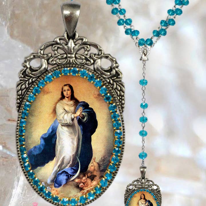 MariaSantissimaShop - Wholesale Pendant/Charm Necklace - Immaculate Conception Rosary of Mary Handmade Necklace Catholic Christian Religious Jewelry Medal Pendant, Mary Immaculate1