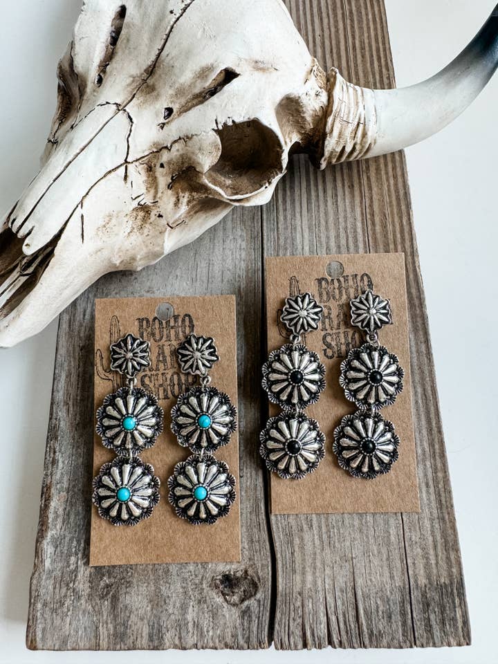 Western Textured Concho Earrings for wholesale by Boho Ranch Shop