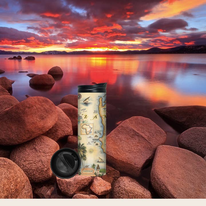 XPLORER MAPS - Wholesale Insulated Mug/Tumbler - Zanzibar Map Travel Drinkware1