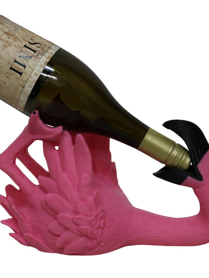 FLAMINGO WINE BOTTLE HOLDER HOME DECOR for wholesale by White Elephant
