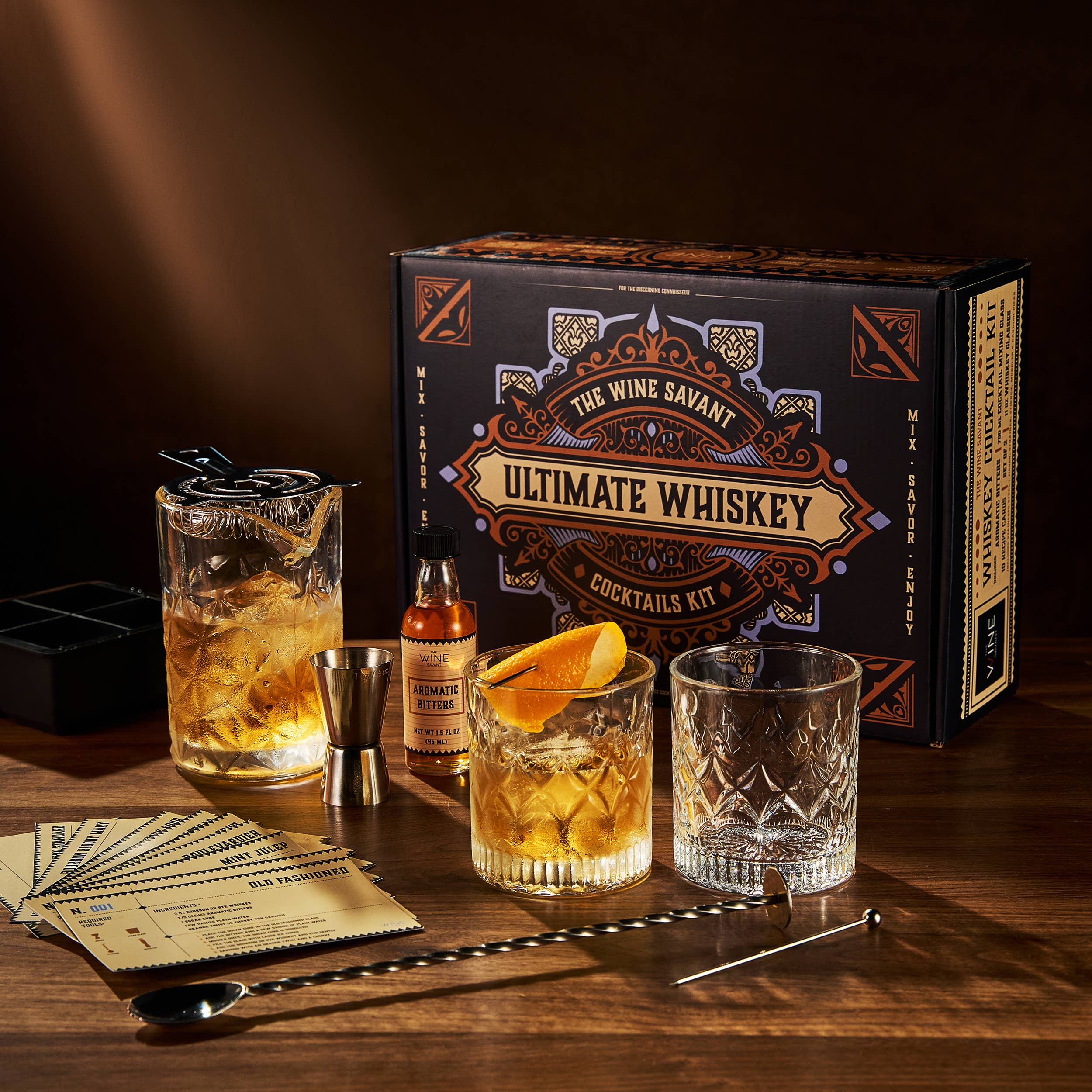 The Wine Savant /  Khen Glassware – wholesale Cocktailshaker – Whiskycocktailtillverkningssats - Rocks dricksglasuppsättning2